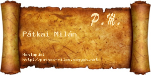 Pátkai Milán névjegykártya