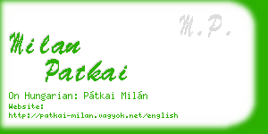 milan patkai business card